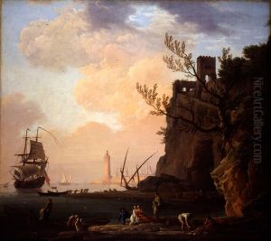 An Italianate Harbour Scene by Joseph Vernet