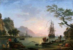 View of a port in the morning (Morning). by Joseph Vernet