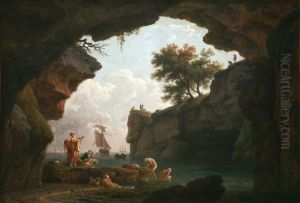 Bathers in a Cave by Joseph Vernet