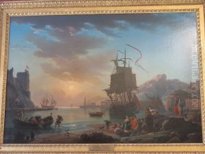Marine, soleil couchant by Joseph Vernet