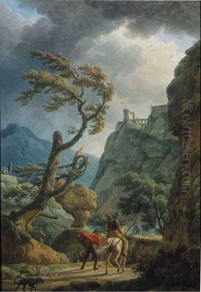 Soldiers in a Mountain Gorge, with a Storm - view 1
