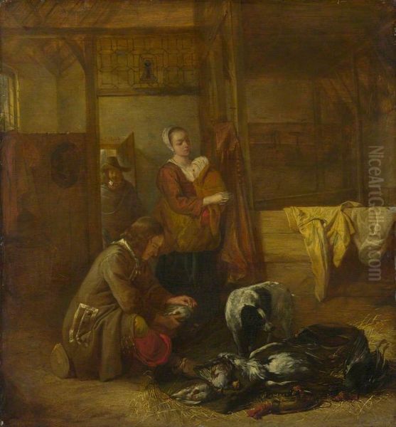 A Man with Dead Birds, and Other Figures, in a Stable - view 1