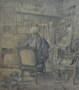 Corot dans l'atelier de Constant Dutilleux by Alfred Robaut