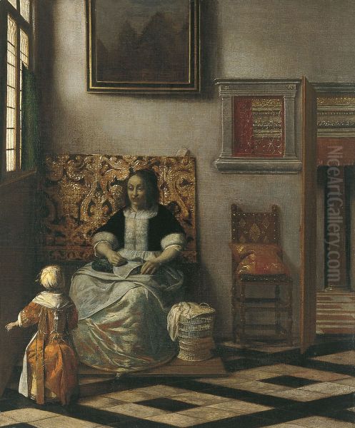 A Couple Making Music at a Table, with a Serving Girl - view 1