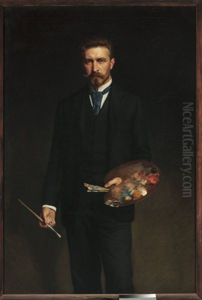 Self-portrait with palette - view 1