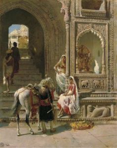 A Meeting at a Temple Gateway in Mathura