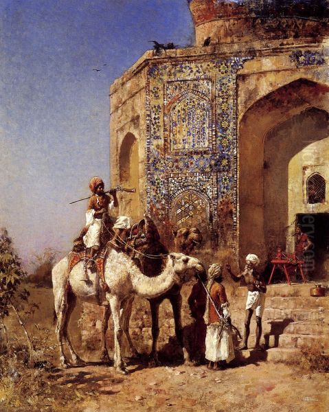 Old Blue Tiled Mosque Outside Of Delhi India. - view 1