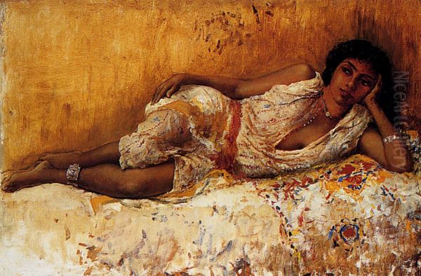 Moorish Girl Lying On A Couch - view 1