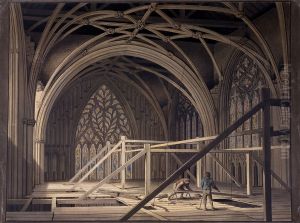 Scaffolding at the West End of the Minster Scaffolding at the West End of the Minster
