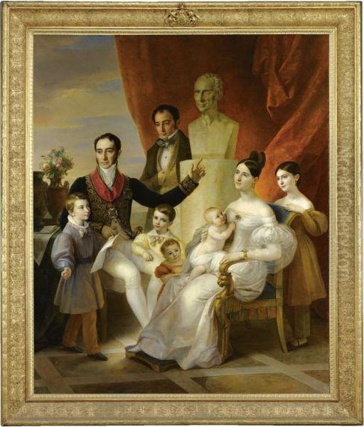 Ritratto Del Marchese Santangelo Con La Moglie Carolina Castriotascanderberg E I Figli - view 1