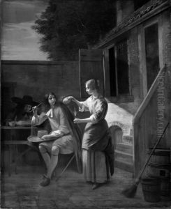 Udenfor vaertshuset by Pieter De Hooch