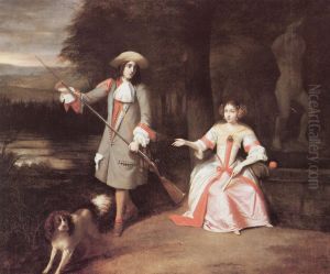 Portrait of a unknow man and woman by Pieter De Hooch