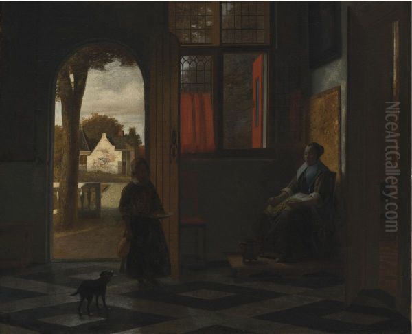 A Woman Seated at a Window and a Child in a Doorway - view 1