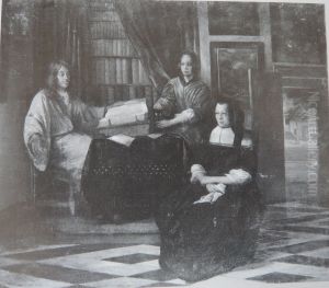 A Man with a Book and Two Women by Pieter De Hooch