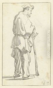 Man Leaning on a Stick, Facing Right Man Leaning on a Stick, Facing Right