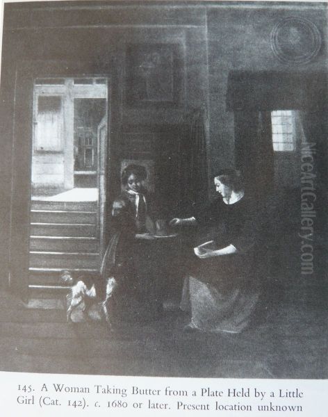 A Woman Taking Butter from a Plate Held by a Little Girl - view 1