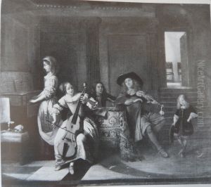 A Musical Company of Four Figures with a Small Boy Dancing by Pieter De Hooch
