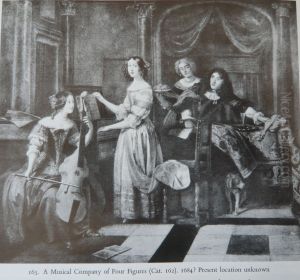 A Musical Company of Four Figures by Pieter De Hooch