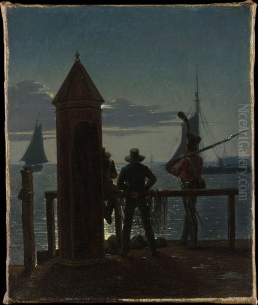 View from the Citadel Ramparts in Copenhagen by Moonlight - view 1