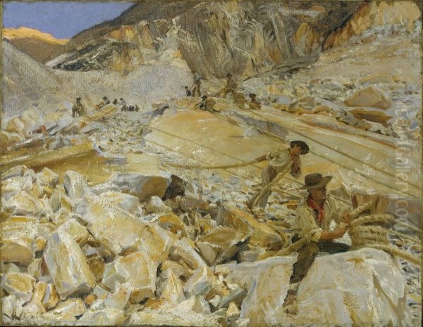 Bringing down marble from the quarries to Carrara - view 1