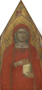 Saint Mary Magdalene, with an Angel [left panel] by Pietro Lorenzetti