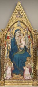 Madonna and Child Enthroned with Twelve Angels, and with the Blessing Christ [middle panel] by Agnolo Gaddi