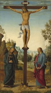 The Crucifixion with the Virgin, Saint John, Saint Jerome, and Saint Mary Magdalene [middle panel] by Pietro Vannucci Perugino
