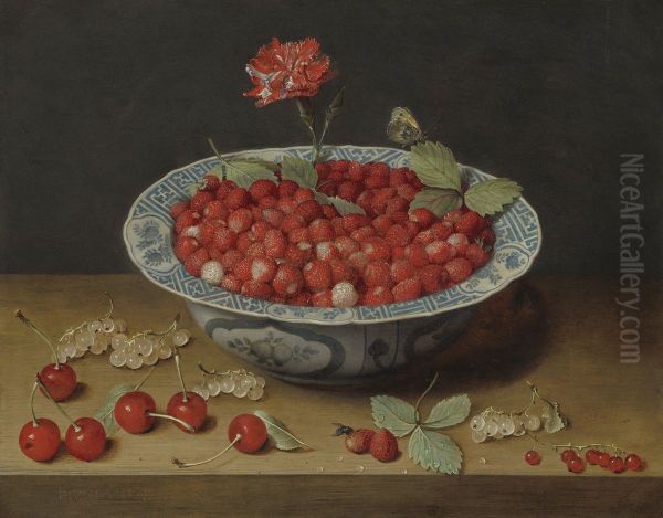 Wild Strawberries and a Carnation in a Wan-Li Bowl - view 1