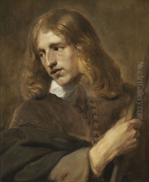 A Young Man Holding a Staff - view 1