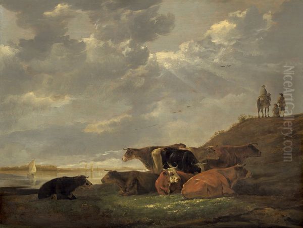 River Landscape with Cows - view 1