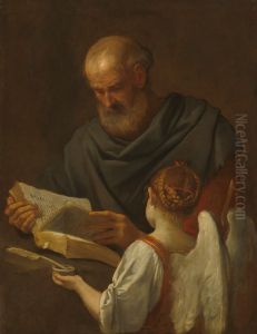 Saint Matthew and the Angel by Simone Cantarini (Pesarese)