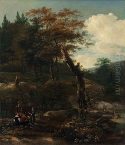 Wooded Landscape with Travelers by Adam Pynacker