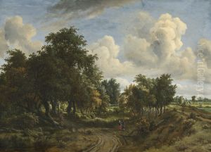A Wooded Landscape by Meindert Hobbema