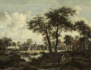 Village near a Pool by Meindert Hobbema
