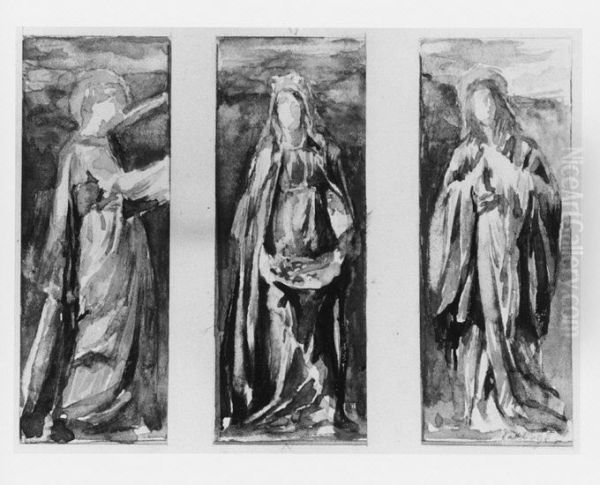 Three Saints (Alternate Study for Chapel Windows, Caldwell House, Newport) - view 1