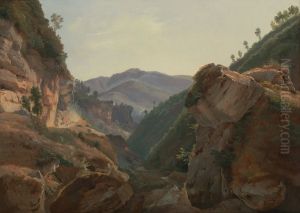 Mountain Landscape with Road to Naples by Jean-Charles-Joseph Remond
