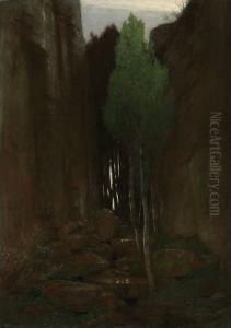 Spring in a Narrow Gorge by Arnold Bocklin