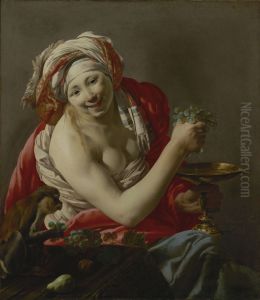 Bacchante with an Ape by Hendrick Ter Brugghen