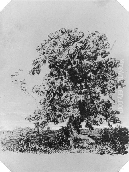 Landscape with Tree and a Village in the Distance (from Cropsey Album) - view 1