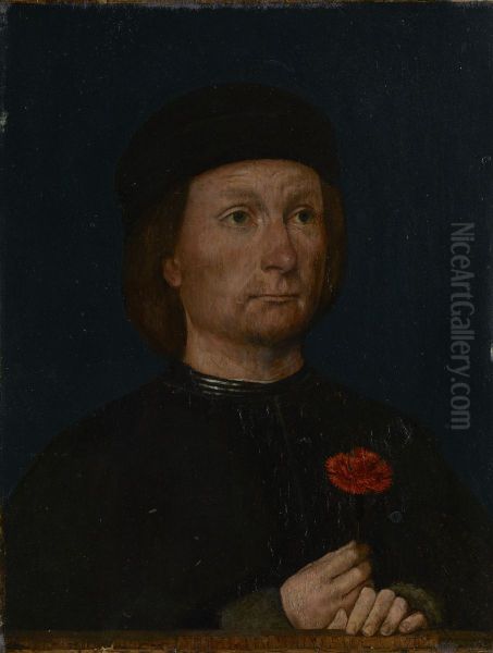 Portrait of a man with a pink - view 1