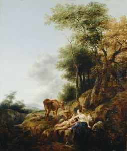 Landscape with a Nymph and a Satyr by Nicolaes Pieterszoon Berchem