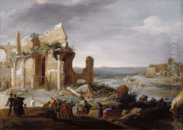 Moses and Aaron Changing the Rivers of Egypt to Blood - view 1