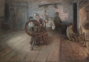 Spinning By Firelight - The Boyhood of George Washington Gray