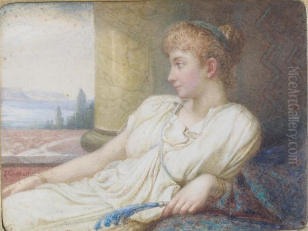 A Classical Beauty Reclining On A Terrace - view 1