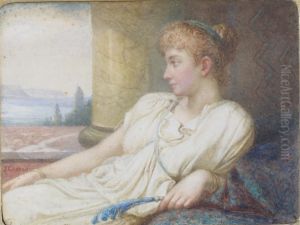A Classical Beauty Reclining On A Terrace