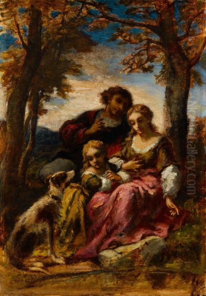 Figures and a Dog in a Landscape - view 1
