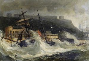 Wreck Of The Copeland South Sheilds Nov 2 1861 At Scarboro Spa by Joseph Newington Carter