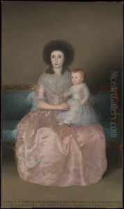 Condesa de Altamira and Her Daughter, Maria Agustina by Francisco Goya Fuendetodos