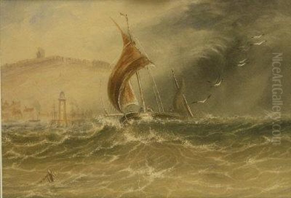 Fishing Smack In Choppy Seas Returning To Scarborough Harbou - view 1