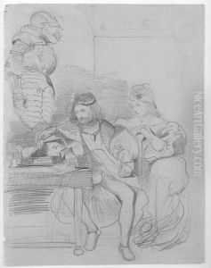 Gotz von Berlichingen Writing His Memoirs by Eugene Delacroix